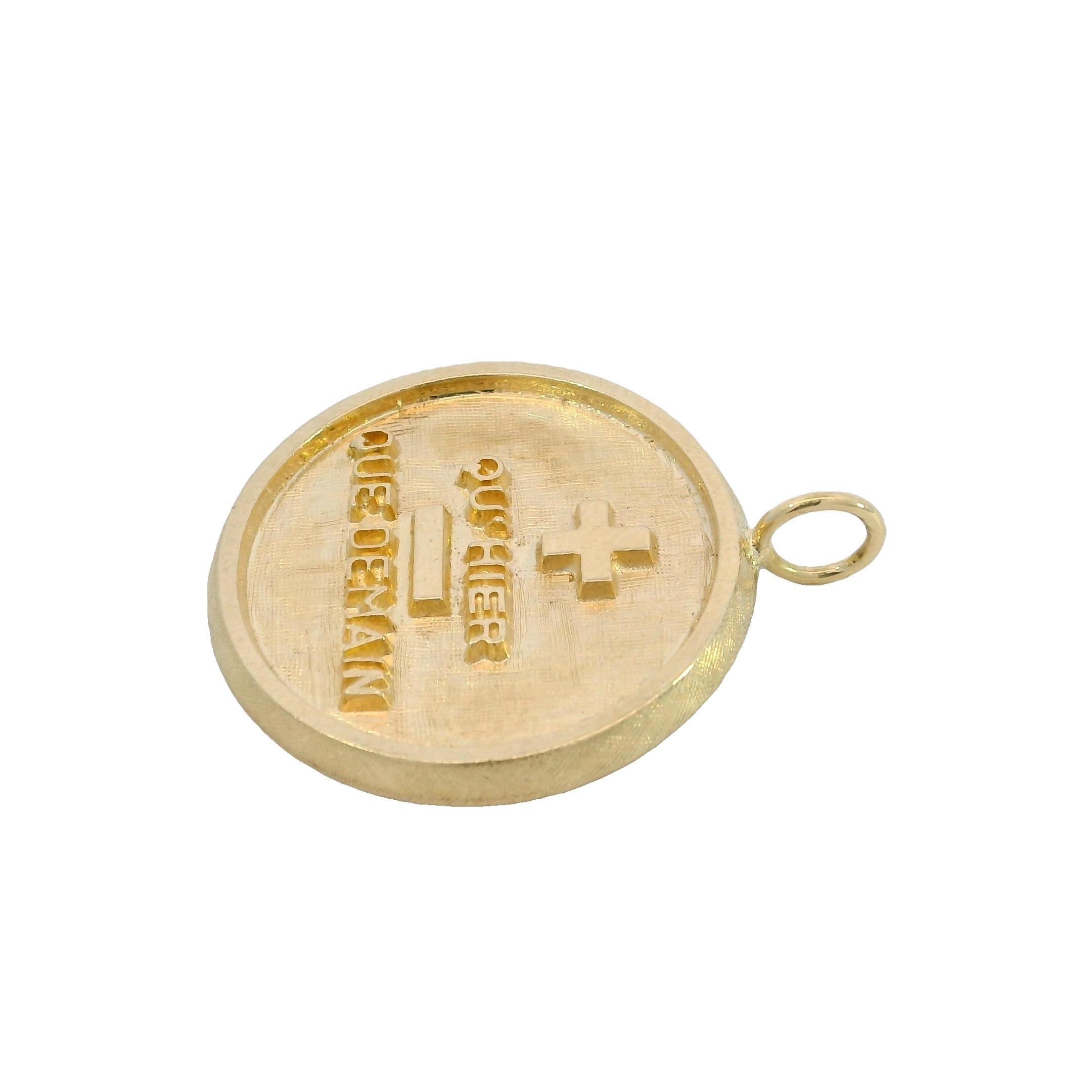 French Love Poem Pendant in 14K Yellow Gold 