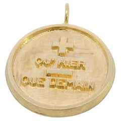 Pendentif poème d'amour en or jaune 14K "Qu'hier Que Demain"