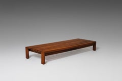 French Low Bench in Solid Elm, France, 1960s