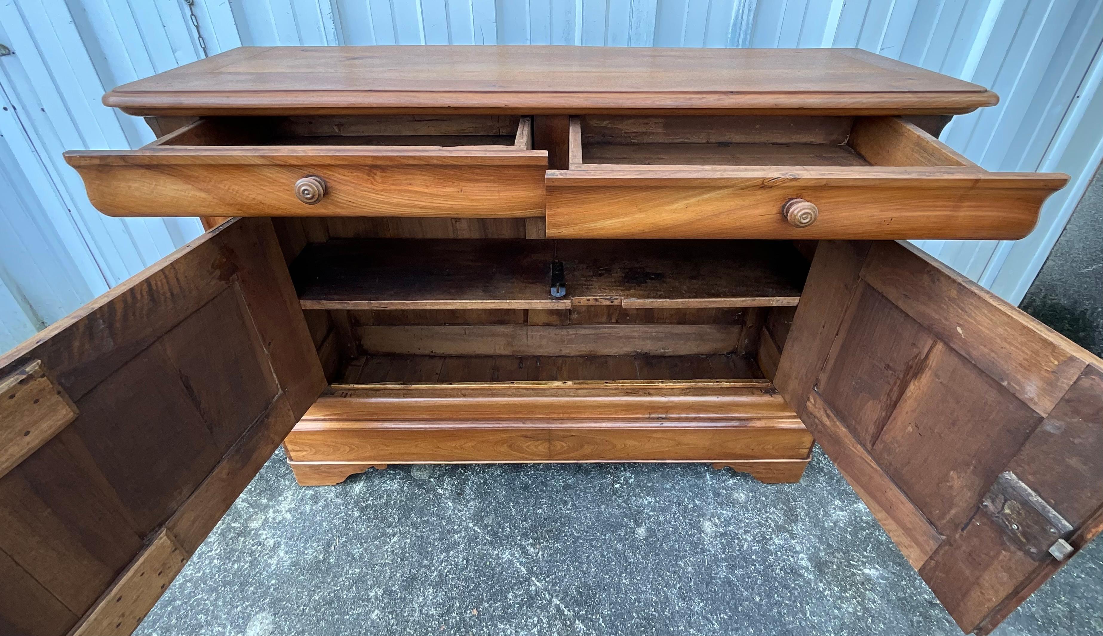 French Low Buffet Louis Philippe Solid Walnut Mid 19th For Sale 9