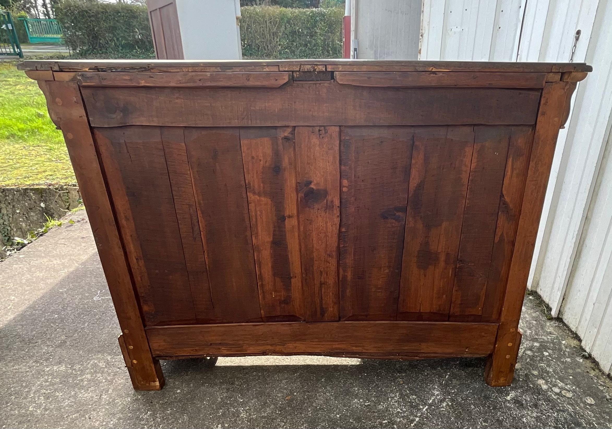 French Low Buffet Louis Philippe Solid Walnut Mid 19th For Sale 13