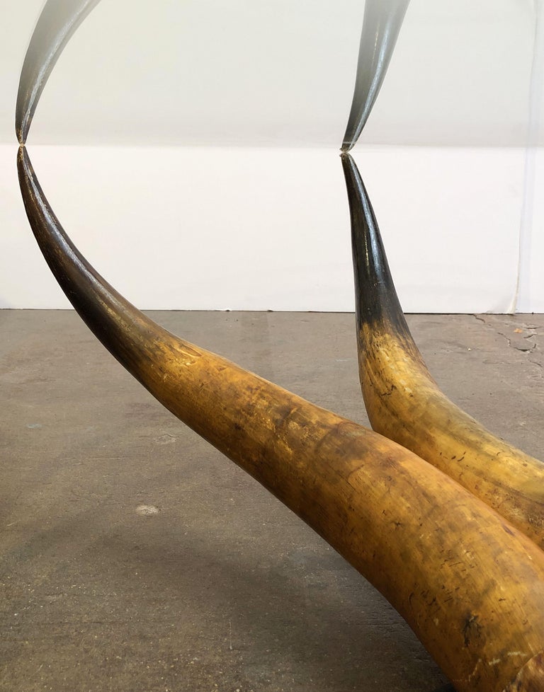 French Low Coffee Table on Steer Horn Base at 1stDibs