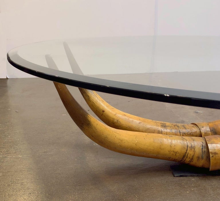 French Low Coffee Table on Steer Horn Base at 1stDibs