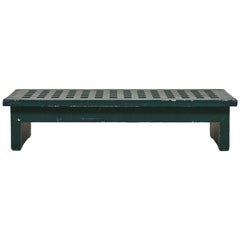 French Low Green Coffee Table with Perforated Squares