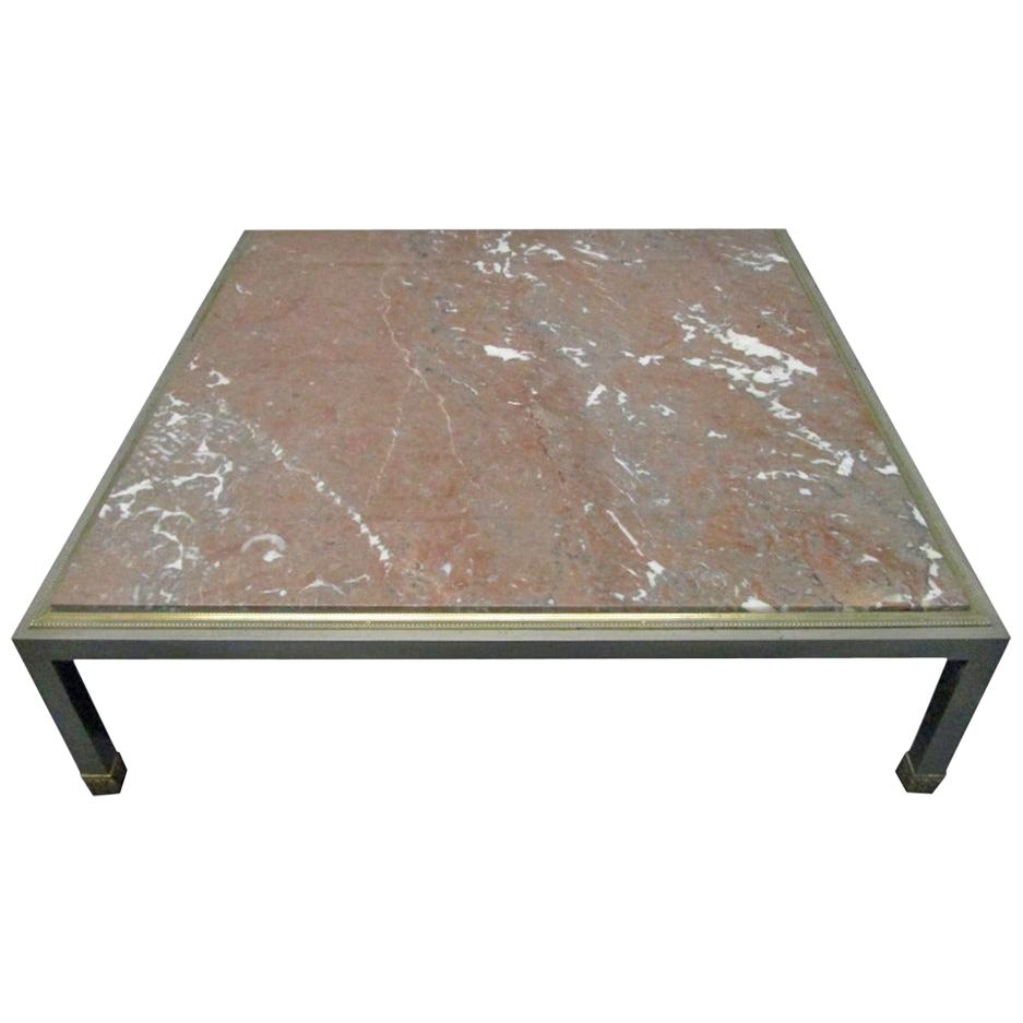 French Low Marble-Top Coffee Table