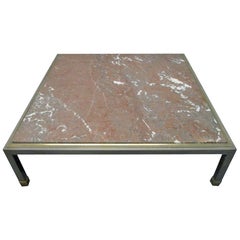 Vintage French Low Marble-Top Coffee Table