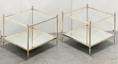 French Low Side or End Tables of Silvered Metal and Glass 'Individually Priced'