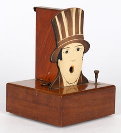 French LR Art Deco Novelty Wooden Musical Cigarette Dispenser