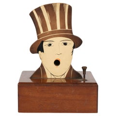 French LR Art Deco Novelty Wooden Musical Cigarette Dispenser