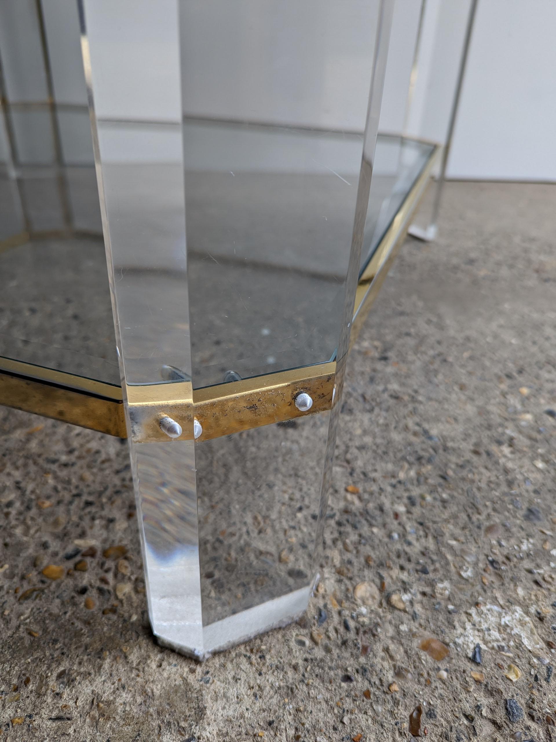 French Lucite and Brass Coffee Table In Good Condition In Faversham, GB