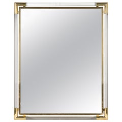 French Lucite and Brass Mirror by Guy Lefevre