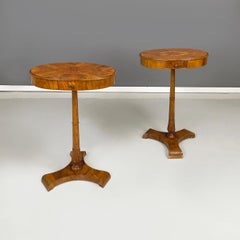 French Luigi XVI Wooden oval bedside tables with drawer, 1700s