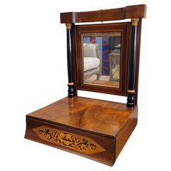 French Luis Felipe dressing table / mustache stand,  wood and inlay 