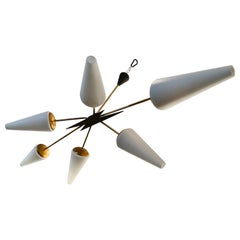 French Lunel 1960s Golden Chandelier