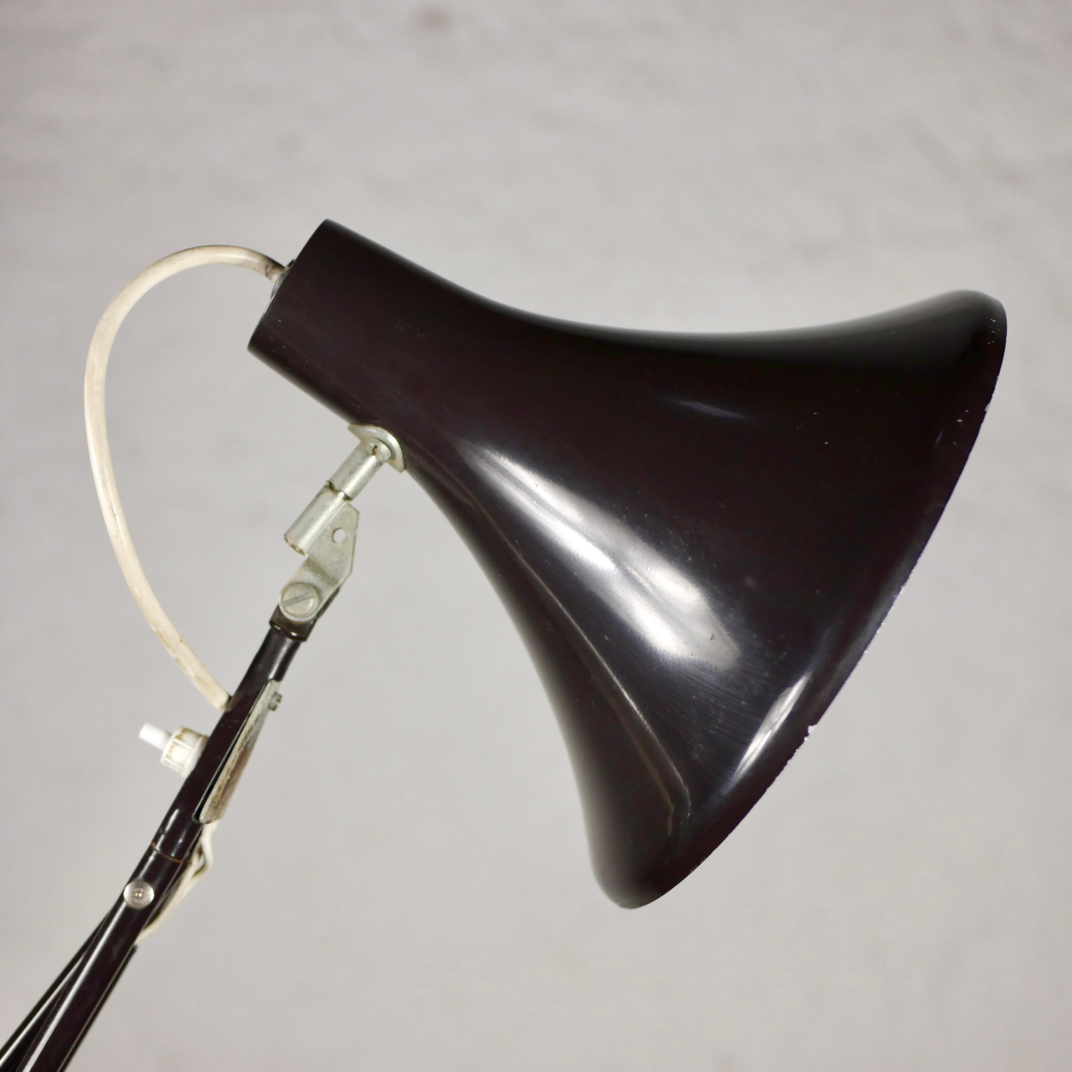 Mid-20th Century French Luxor Style Dark Brown Architect Lamp from the 1960s For Sale