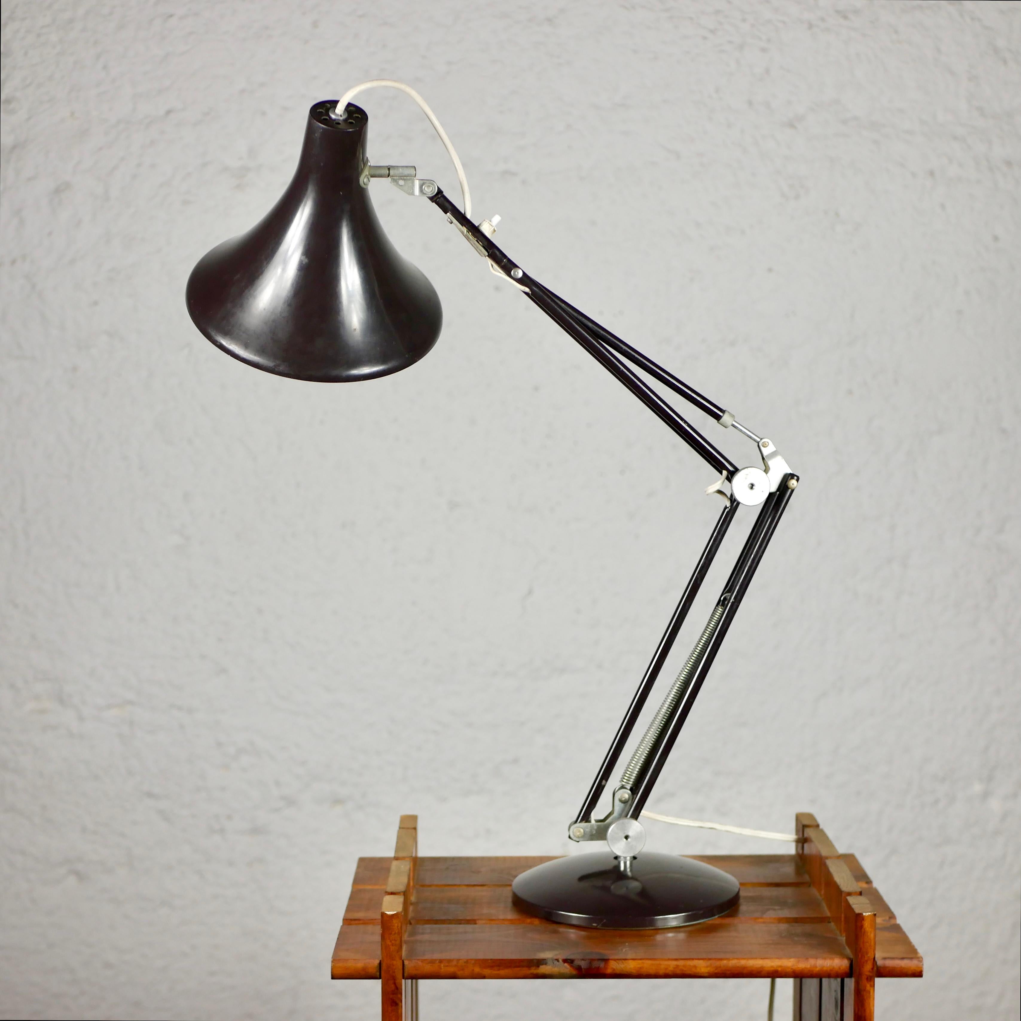 French Luxor Style Dark Brown Architect Lamp from the 1960s For Sale 2