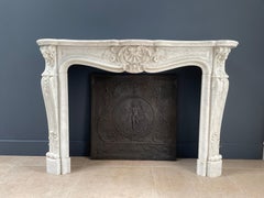French Luxury Antique Carrara Marble Front Fireplace