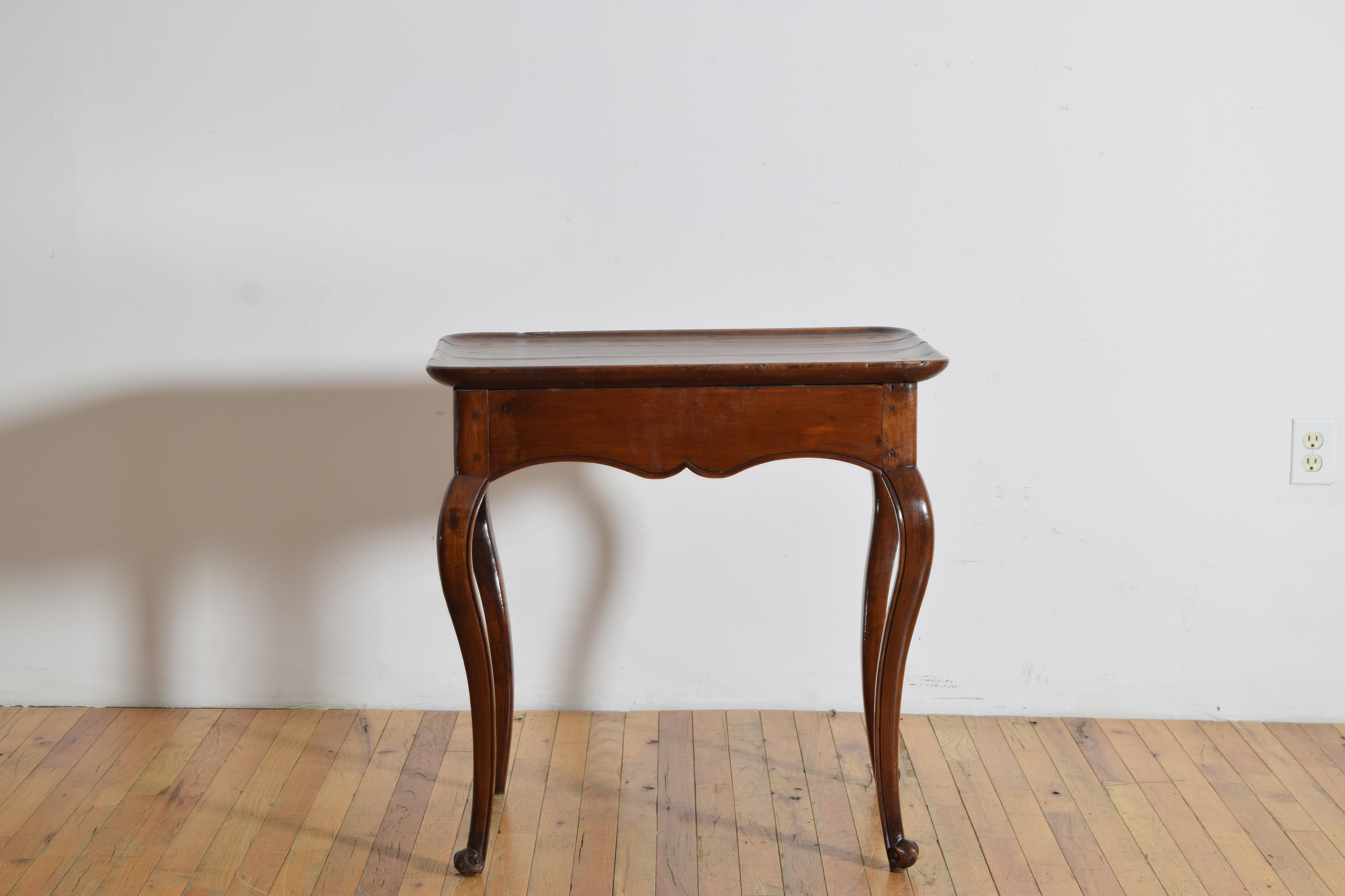 18th Century French LXV Period Walnut 1-Drawer Table, Curved Gallery Edge, mid 18th century For Sale