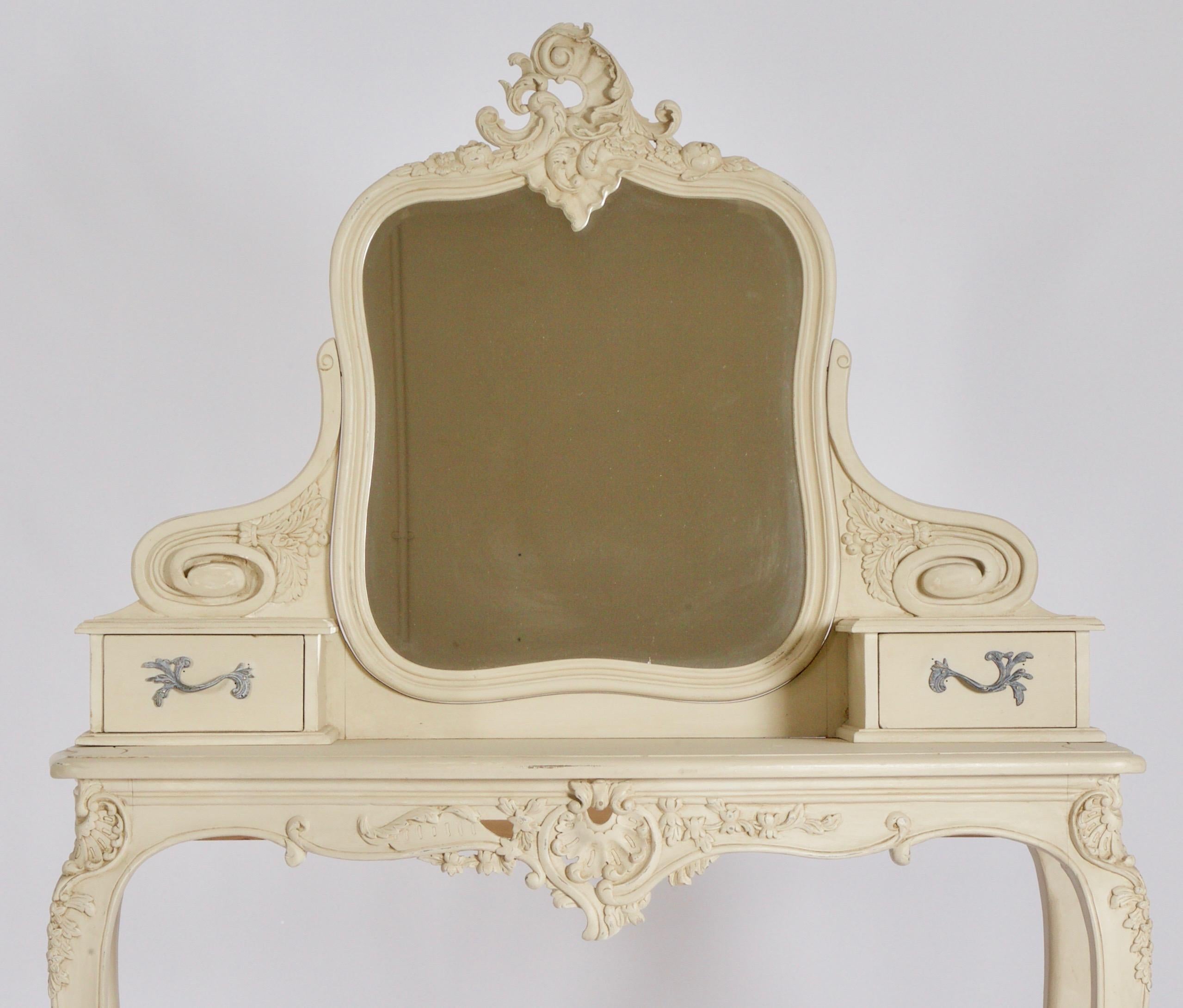 French LXV Style Dressing Table Finished in Antique White For Sale at ...