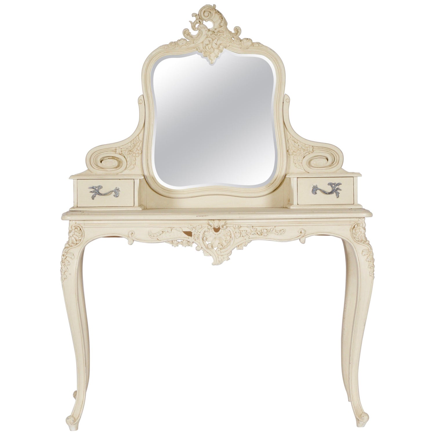 French LXV Style Dressing Table Finished in Antique White For Sale at  1stDibs | french vanity table, antique french dressing table, antique  french vanity