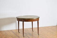 French LXVI Large Mahogany, Marble, Leather, & Brass Bouillotte Table, ca. 1780