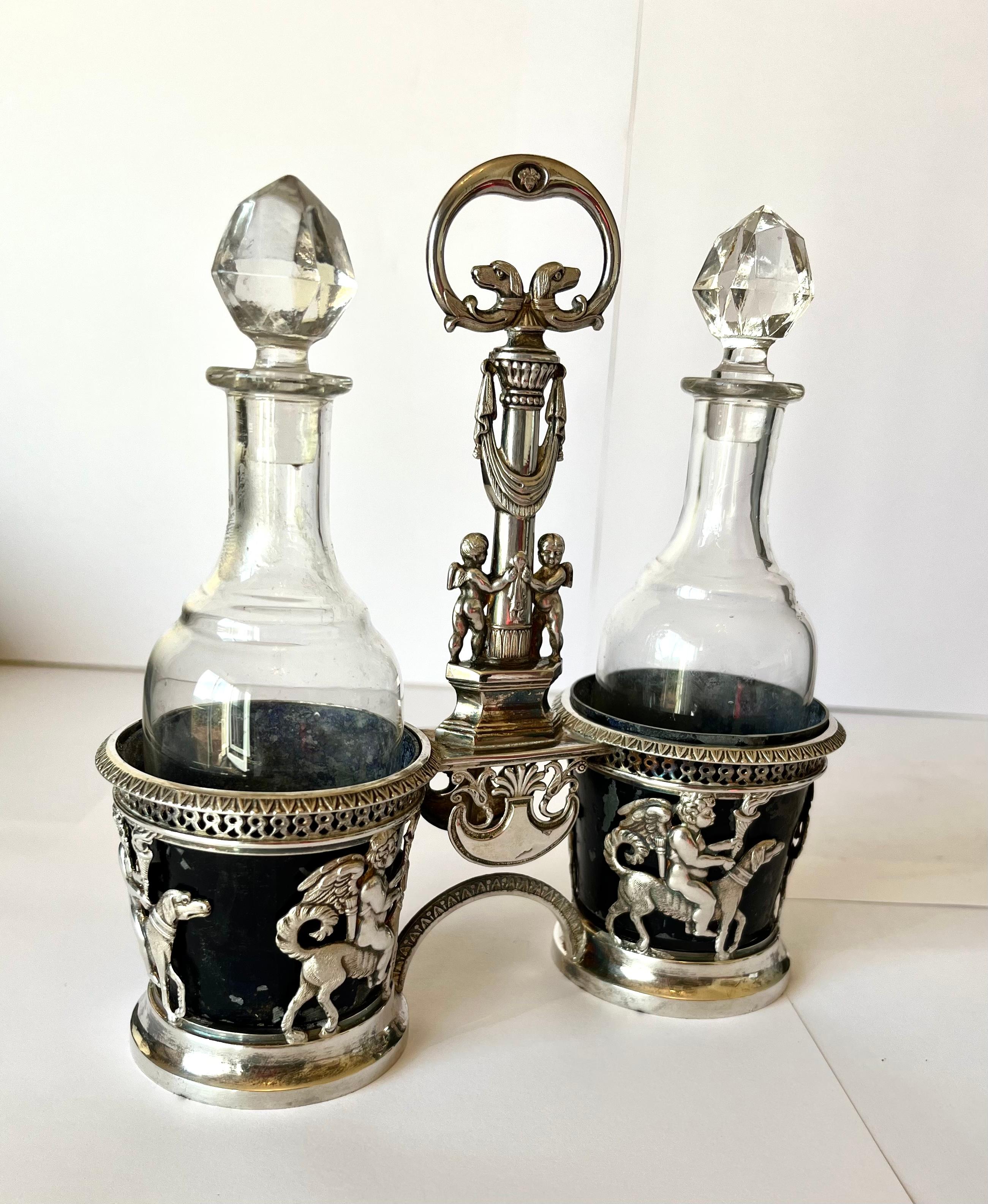 Louis XVI French LXVI Silver Serving Set Oil Vinegar Old Man’s Silver Hallmark