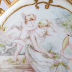 French M Redon Limoges Classical Hand-Painted and Gilt Artist Signed Vase