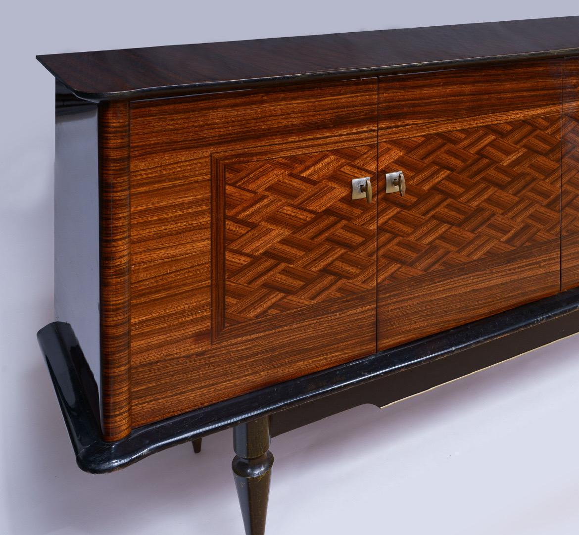 Credenza francese Macassar Art Deco laccata in mogano in vendita 3