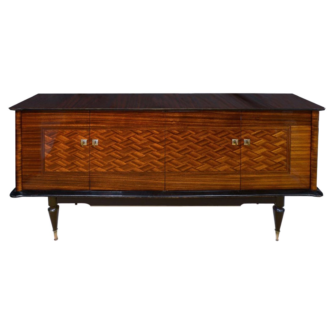 Französisch Makassar Art Deco Mahagoni Lack Buffet Schrank Sideboard