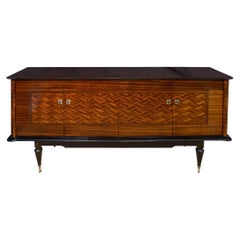 French Macassar Art Deco Mahogany Lacquer Buffet Cabinet Sideboard