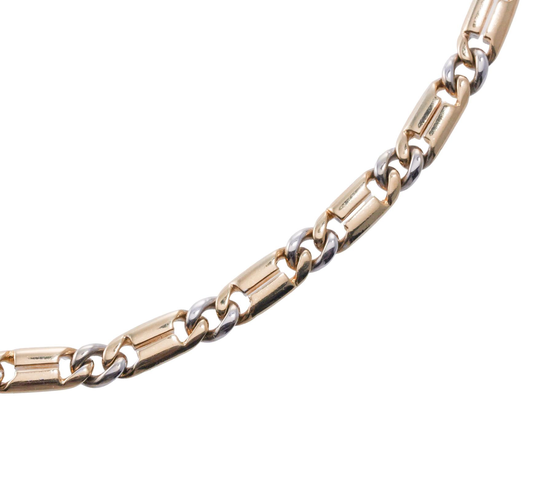 Women's or Men's French Made 1980s Gold Link Chain Necklace For Sale