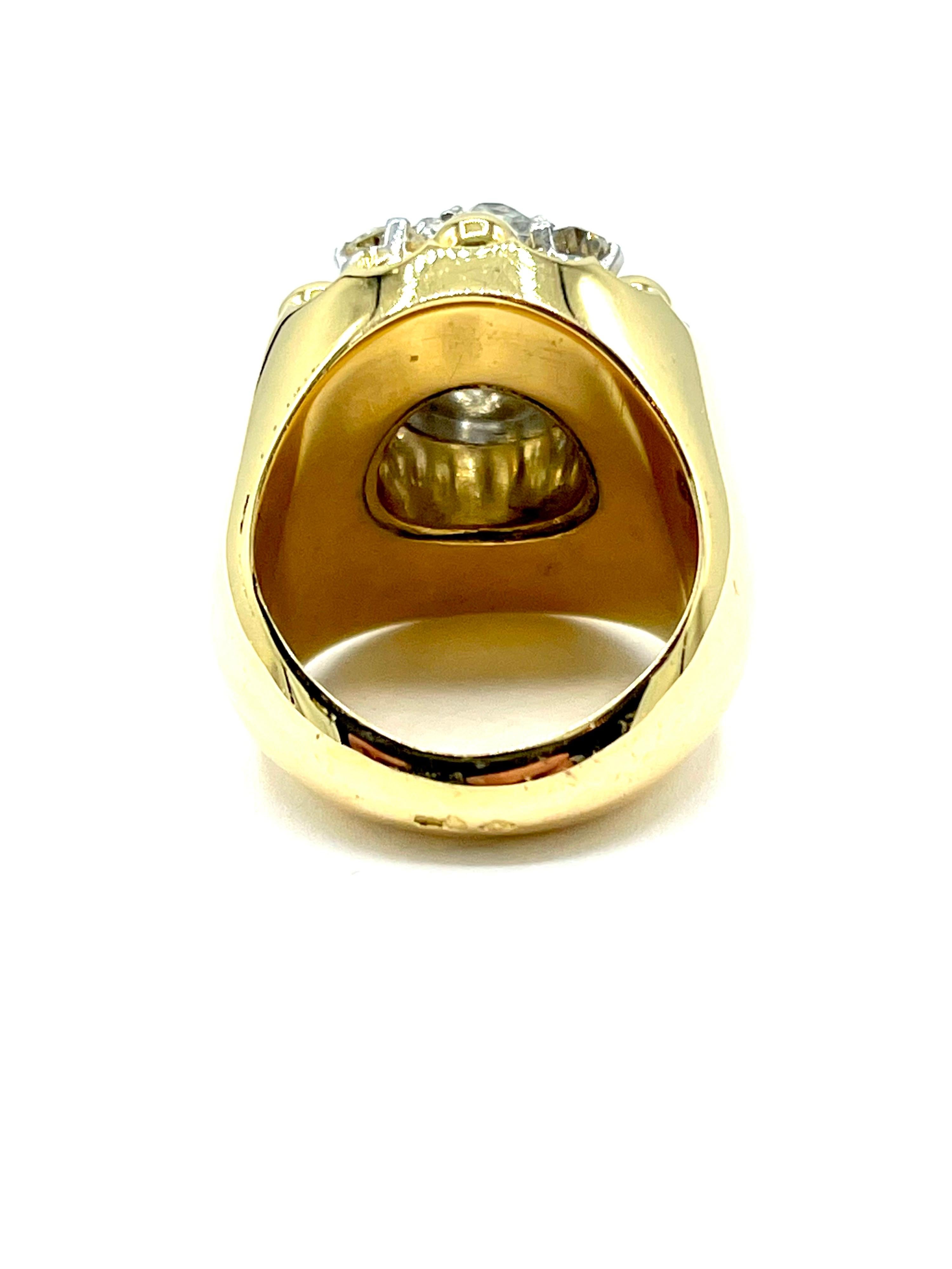 French Made 2.10 Carat Old European Cut Diamond and 18k Yellow Gold Ring For Sale 1