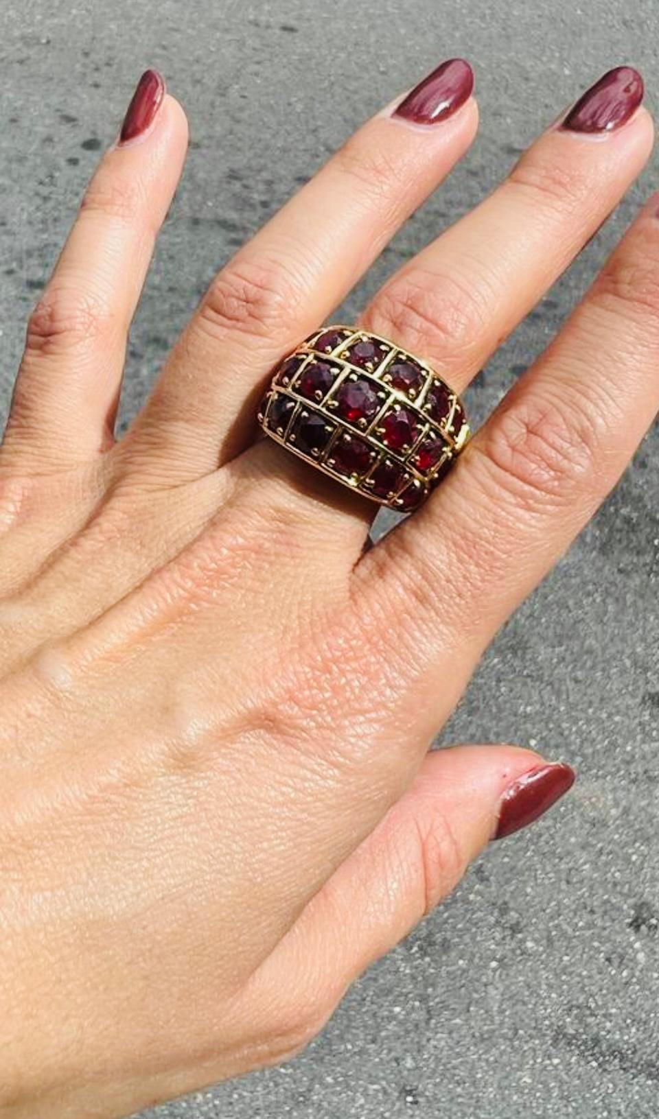 Women's or Men's French Made Burmese Ruby Wide Band Cocktail Ring 18k For Sale
