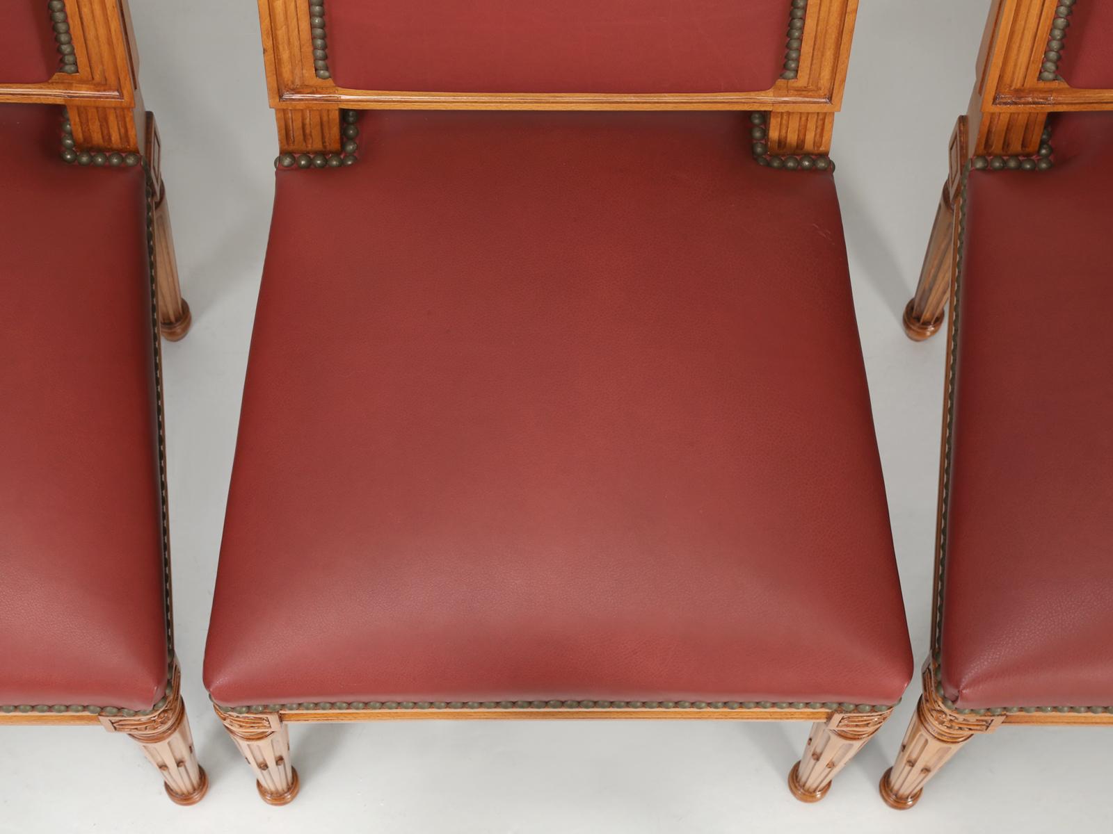 Leather French Made by Hand Louis XVI Style Chairs Available in Any Color or Finish For Sale