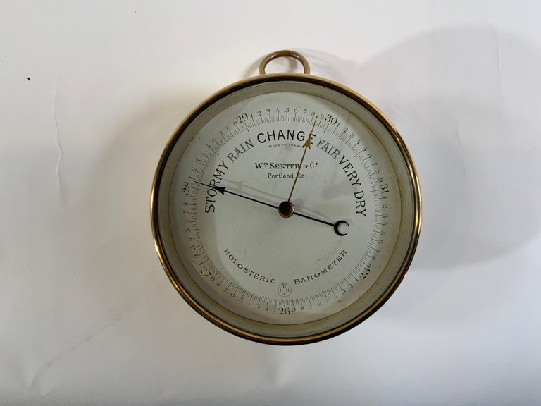 French Made Solid Brass Marine Barometer For Sale at 1stDibs