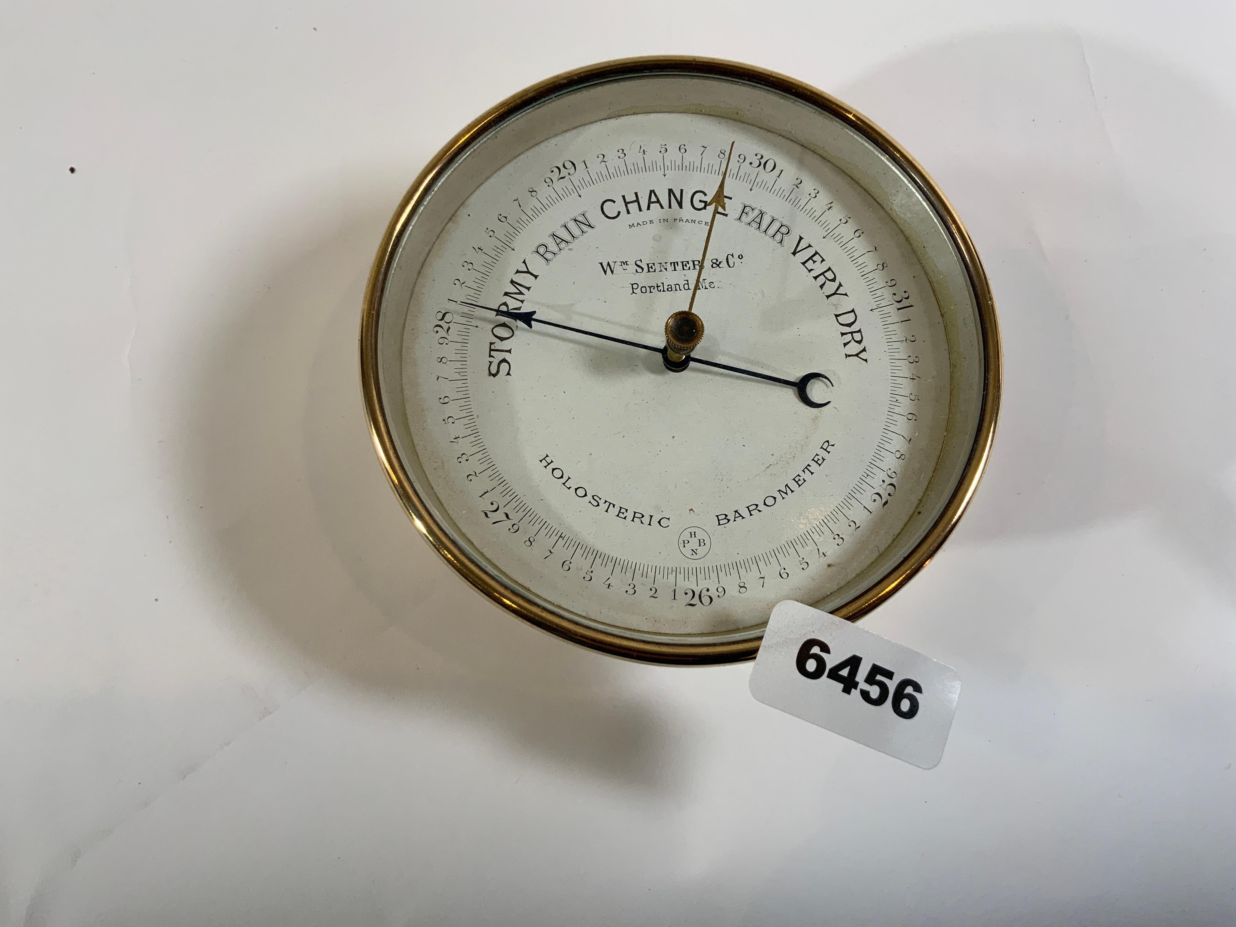 French Made Solid Brass Marine Barometer In Good Condition For Sale In Norwell, MA