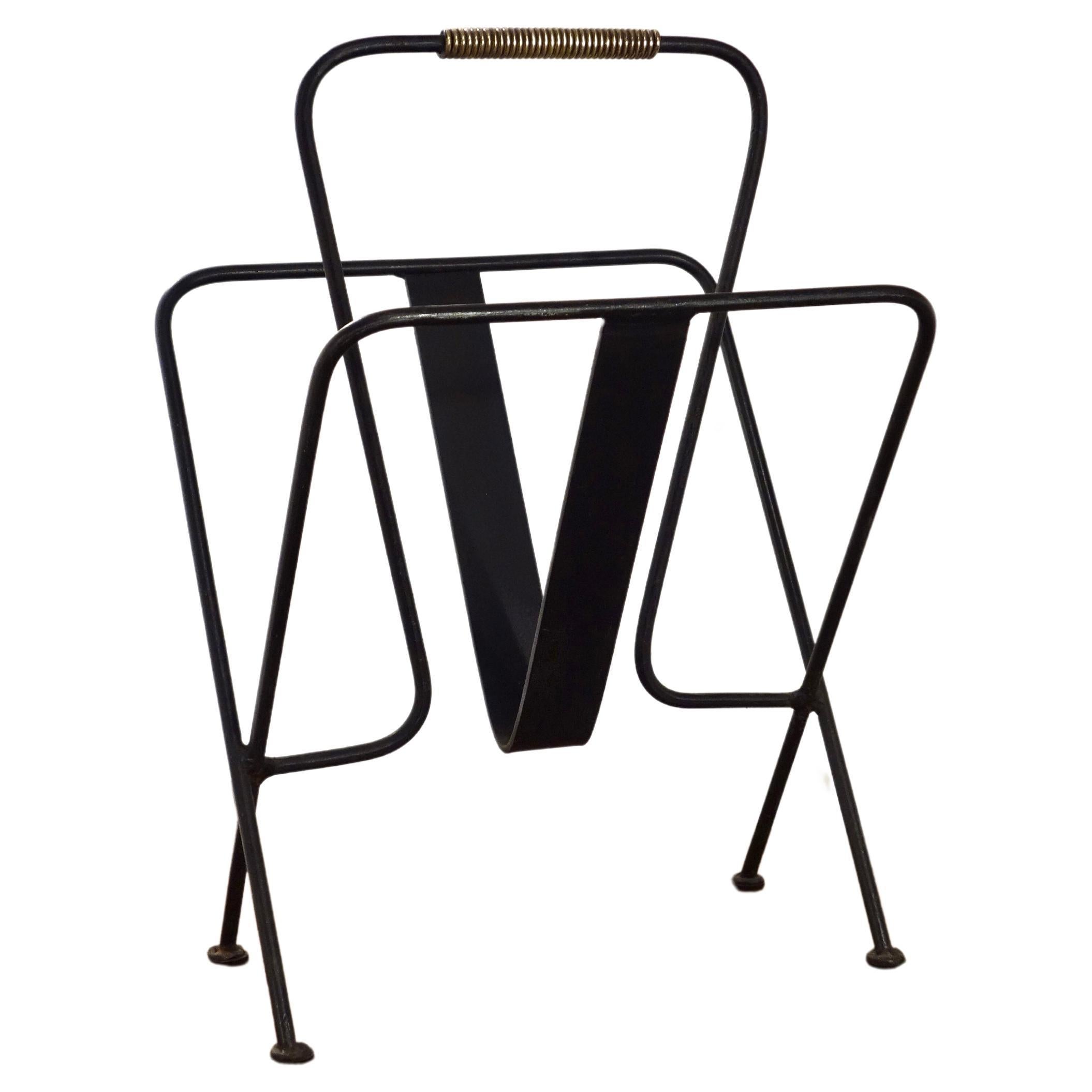 French Magazine rack by Jacques Adnet 1950s For Sale