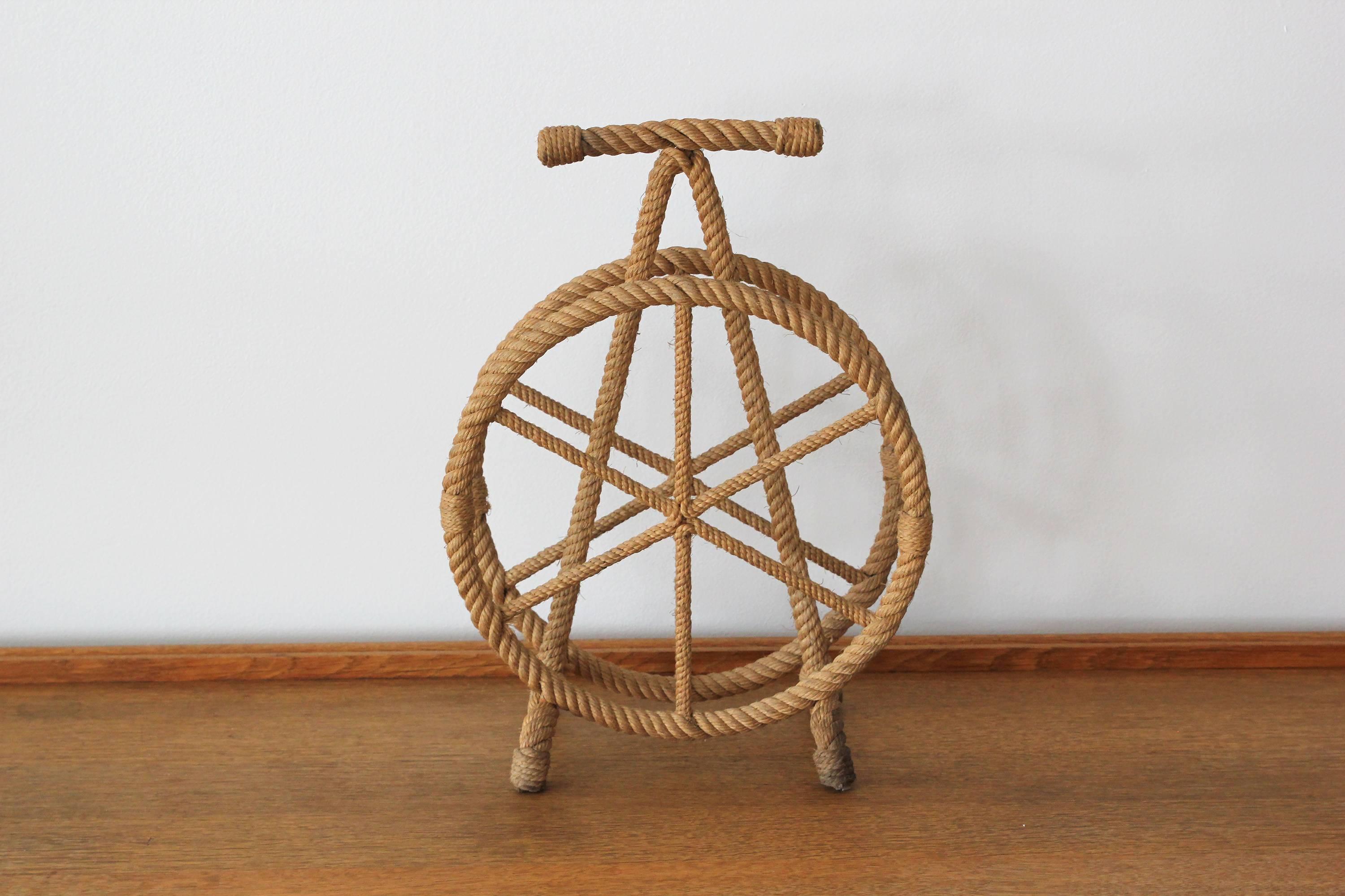 French rope magazine holder in the style of Audoux Minet.