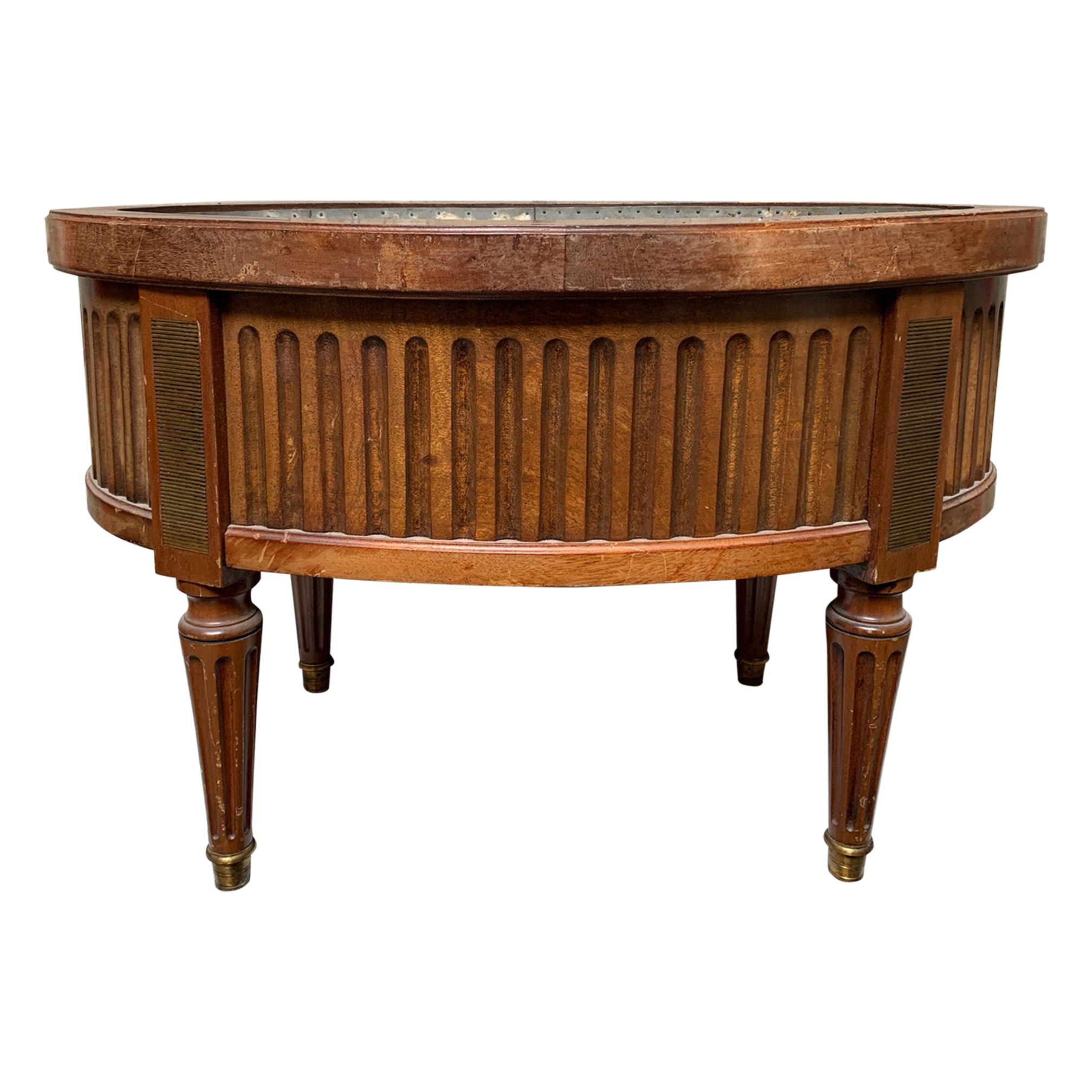 French 19th Century Mahogany and Brass Louis XVI Style Oval Jardinière 