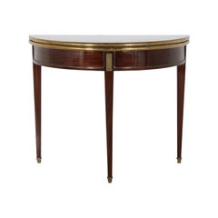 French Mahogany and Bronze Demilune Card Table in Mahogany