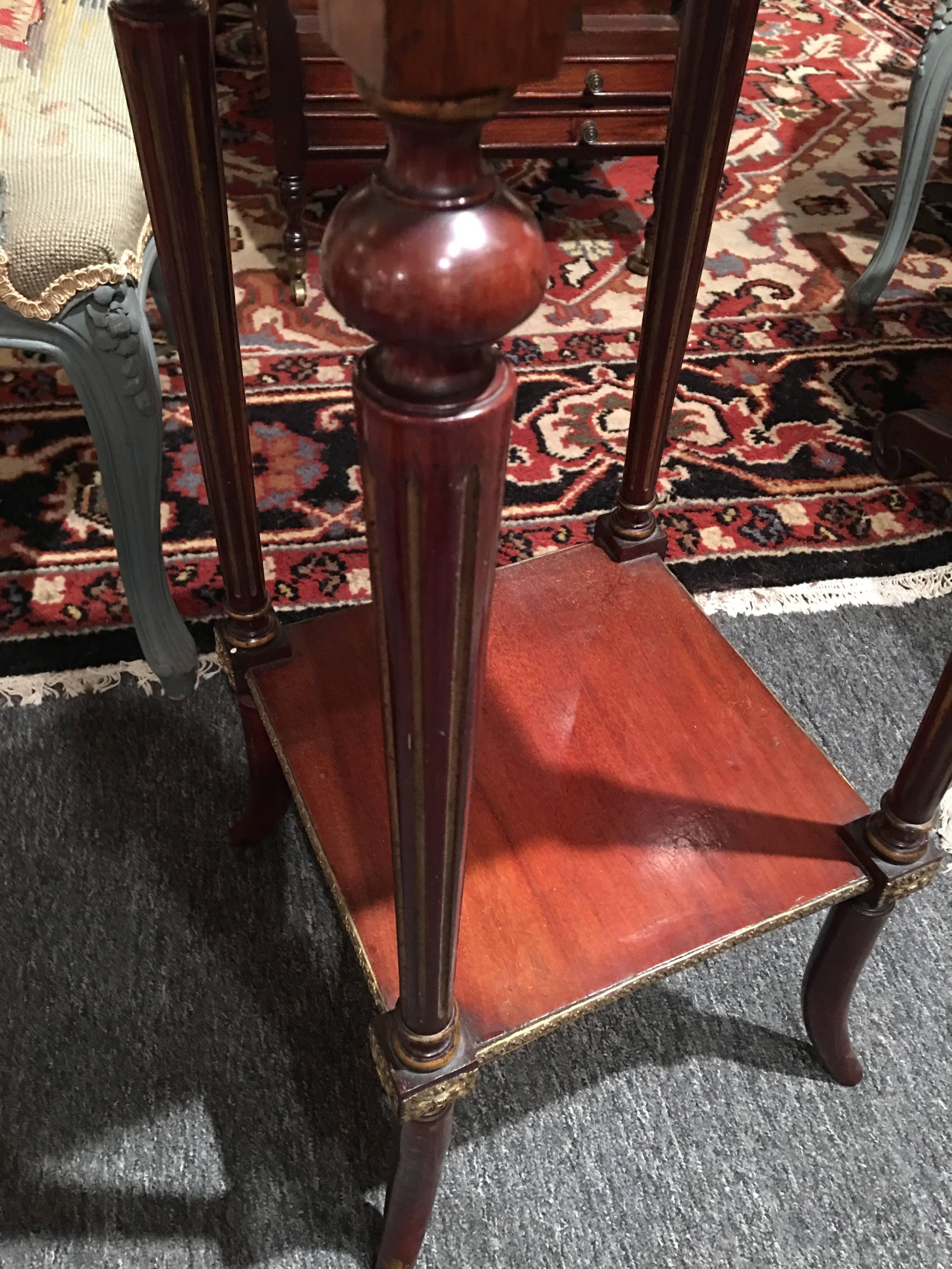 French Mahogany Marble-Top Plant Stand or Pedestal with Gallery, 19th Century In Good Condition In Savannah, GA