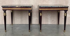 French Mahogany and Marble-Top Set of Two Coffee Table with Bronze Mounts