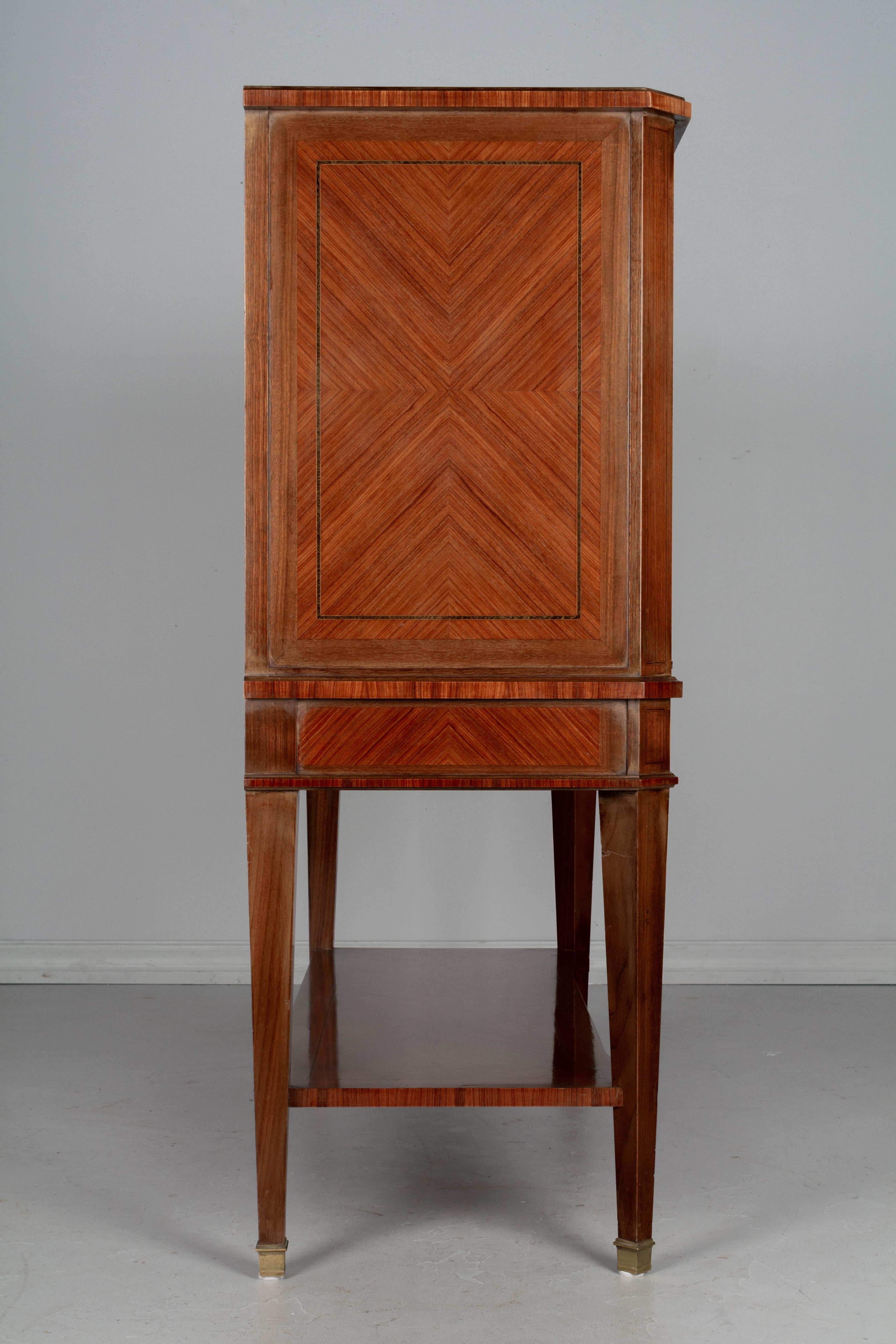 Hand-Crafted French Mahogany and Rosewood Bar Cabinet
