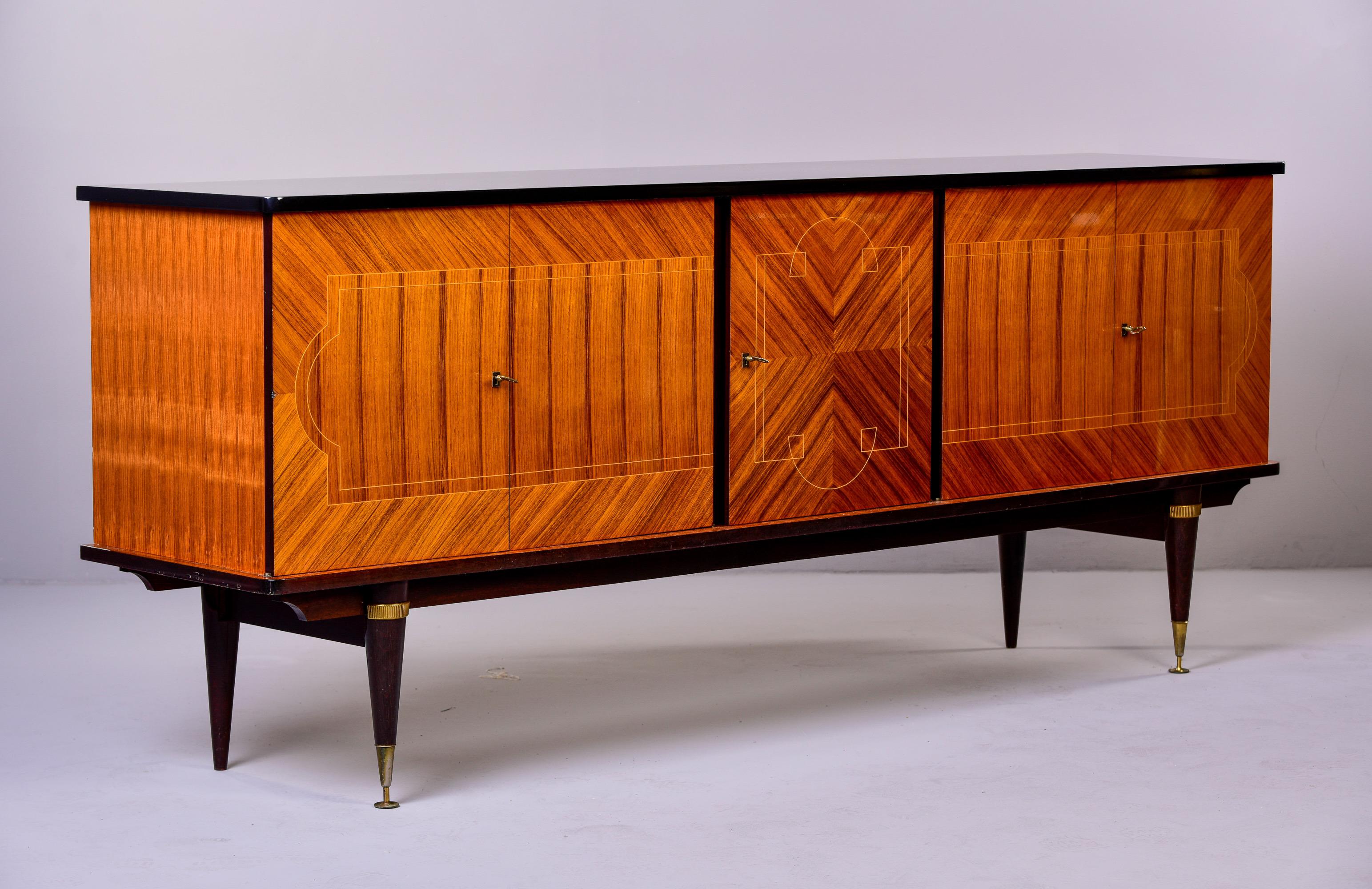 French Mahogany Art Deco Buffet or Credenza with Black Top 5