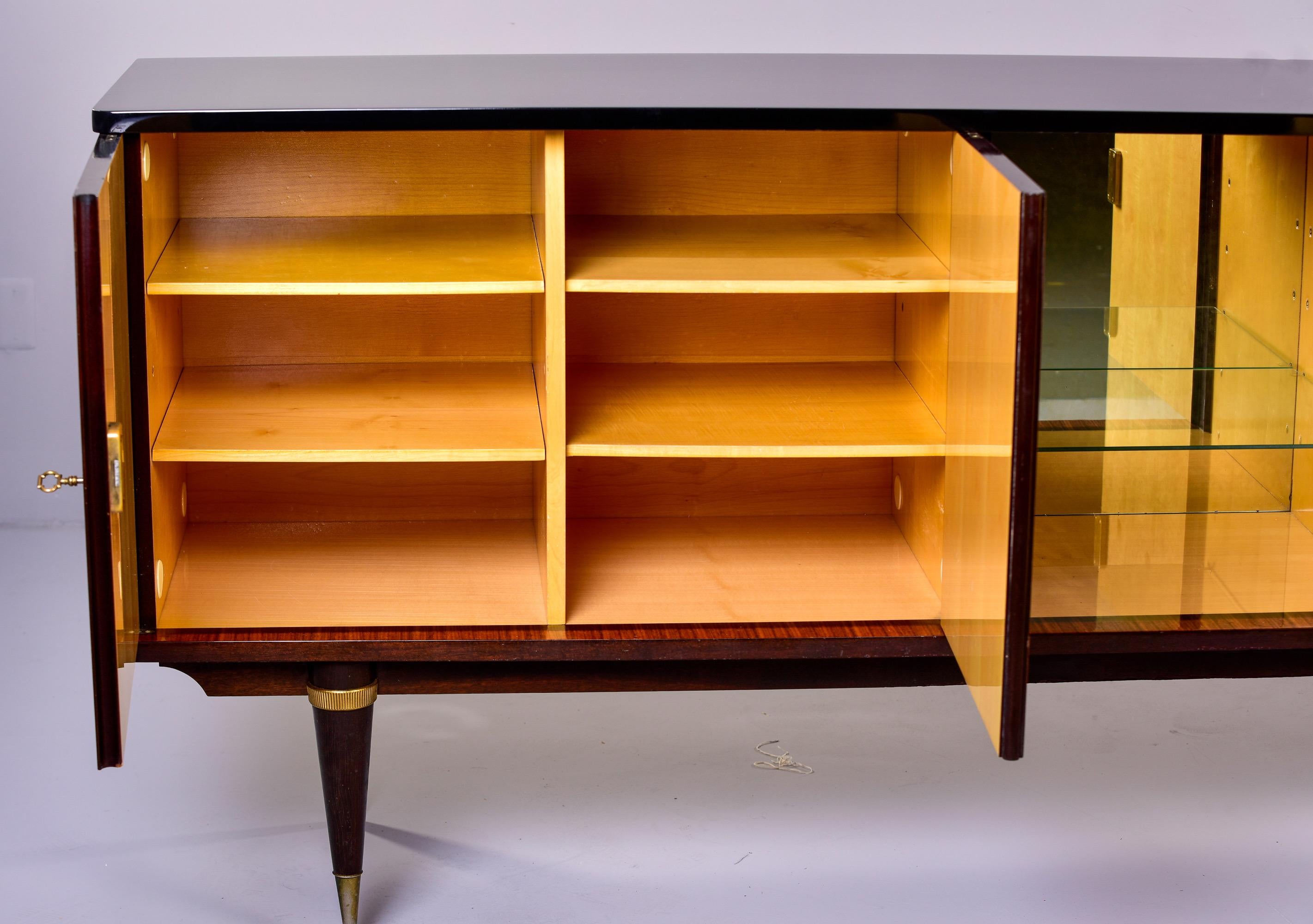 20th Century French Mahogany Art Deco Buffet or Credenza with Black Top