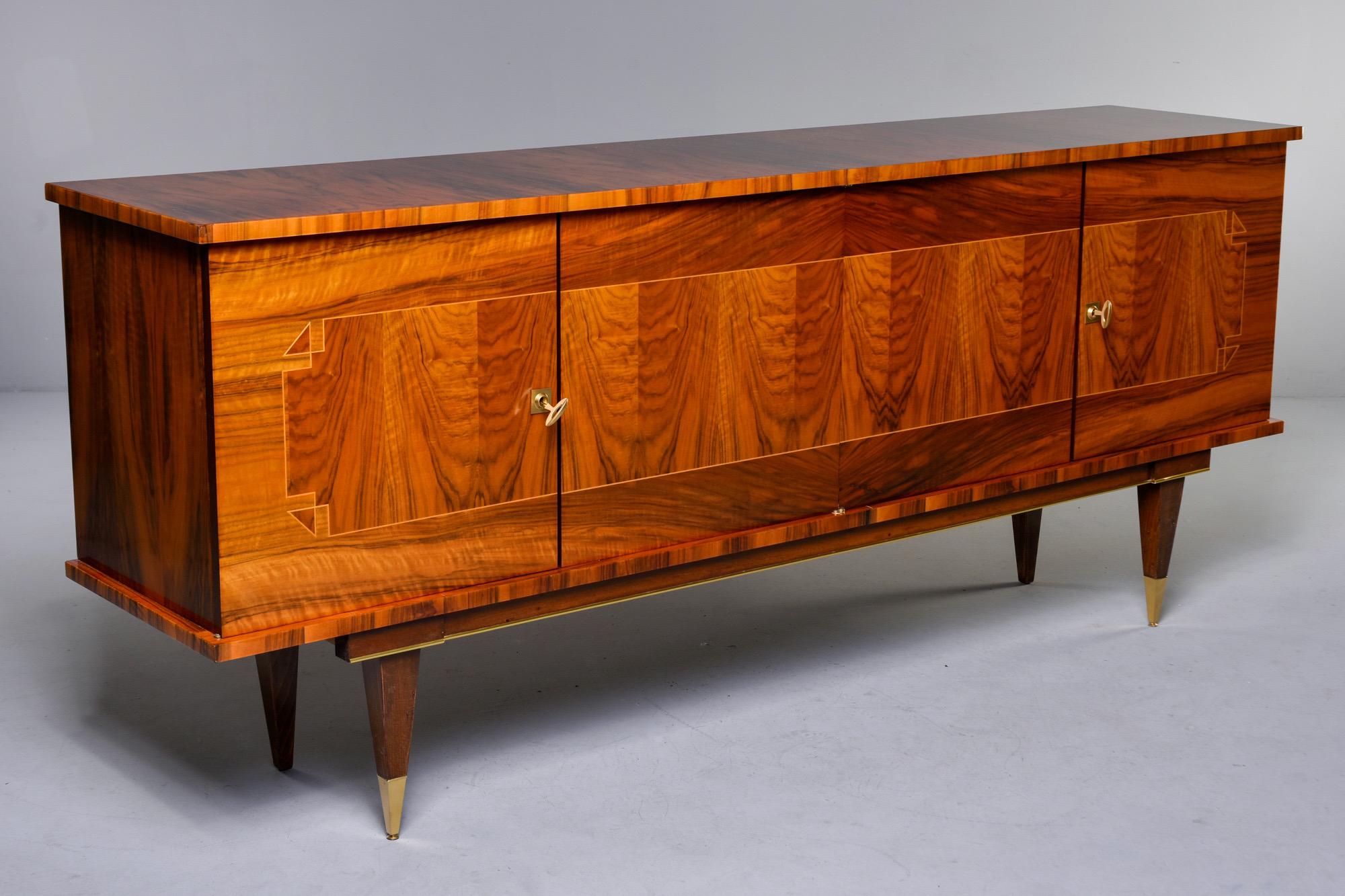 Brass French Mahogany Art Deco Buffet Sideboard or Credenza