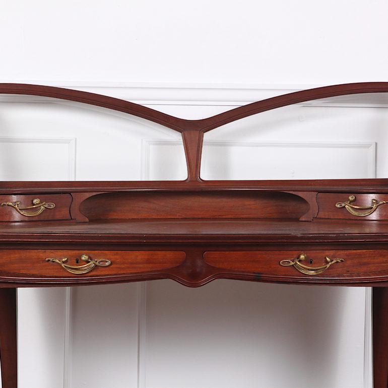 French Mahogany Art Nouveau Writing Desk Signed Louis Majorelle For Sale 2