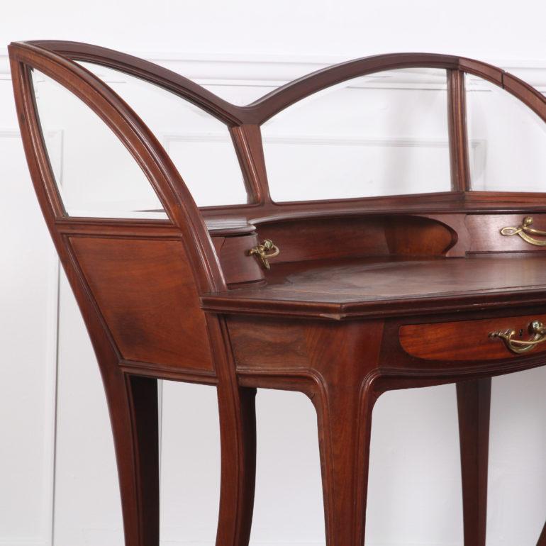 French Mahogany Art Nouveau Writing Desk Signed Louis Majorelle For Sale 4