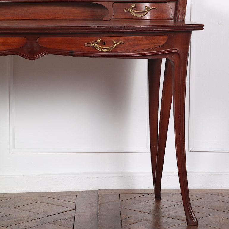 Wood French Mahogany Art Nouveau Writing Desk Signed Louis Majorelle For Sale