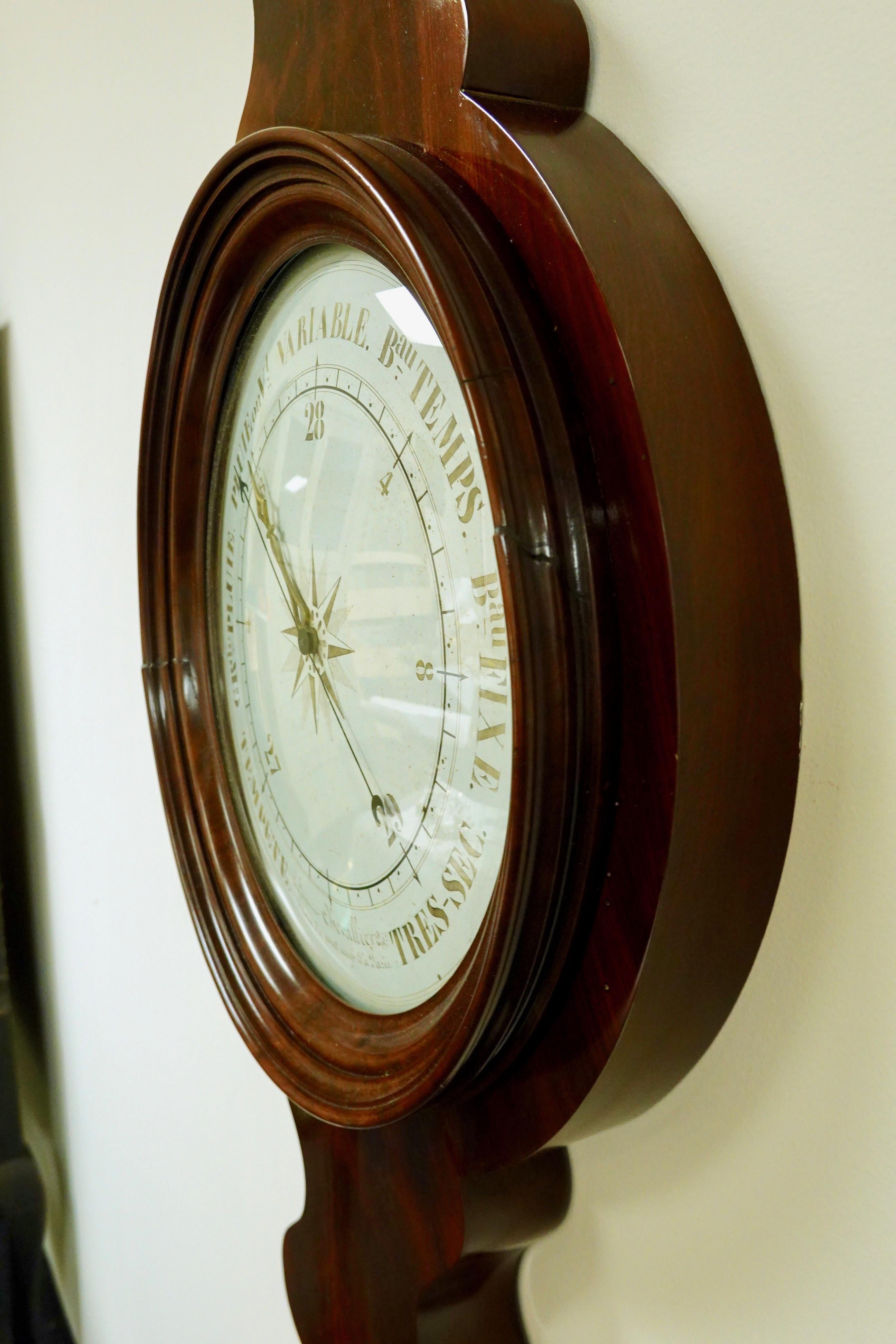 French Mahogany Barometer with Thermometer by 